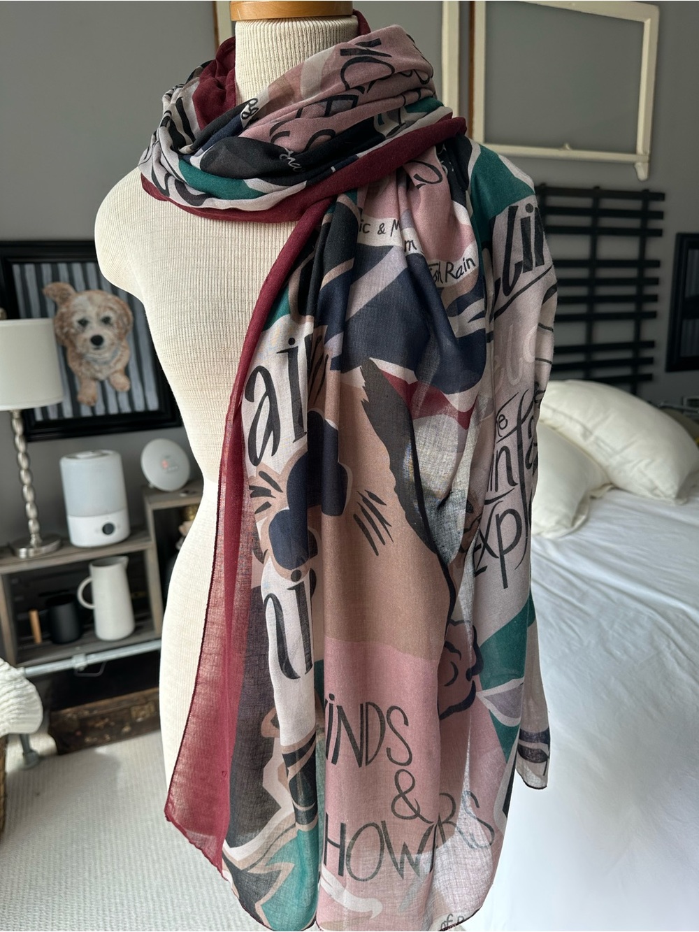 Lightweight abstract large scarf